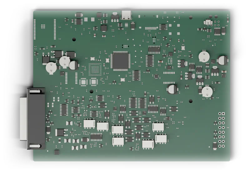 Hauptplatine von ECOPRO Gen4 in Entwicklung, von oben